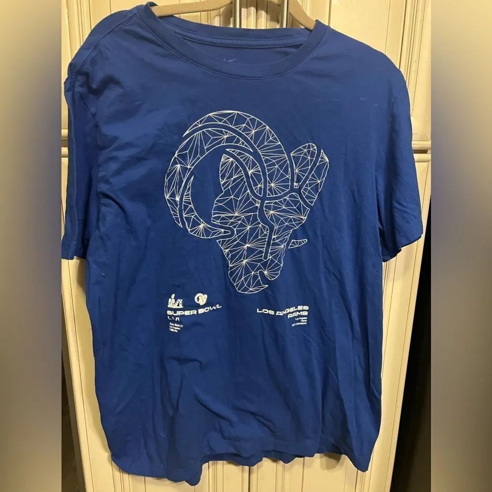 Los Angeles Rams Shirt Adult Large Blue Short Sleeve Super Bowl LVI TShirt